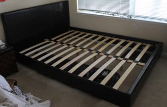 Queen bed (bedframe + mattress) 2