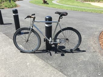Bike with helmet, lock and pump 1