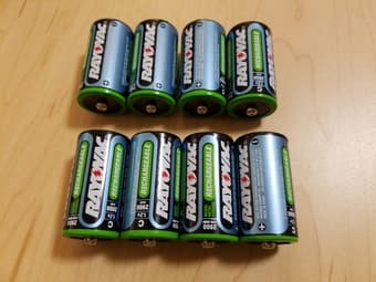 8 RAYOVAC rechargeable NiMH C-cell batteries - $10 1