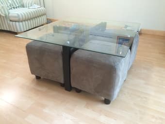 COFFEE TABLE AND STOOLS 1