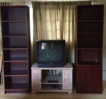 Moving sale- Loveseat, TV, bookcases, table, IKEA cabinet, wardrobe 2
