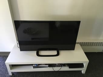Beautiful White TV stand  - $15 (Originally $50) 1