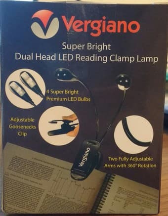 Vergiano Super Bright Flexible Dual Head Clip on LED Reading Light $8 1