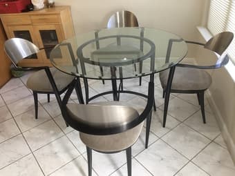 48” Glass Top Dining Table with 4 Chairs, $380 1