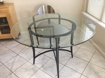 48” Glass Top Dining Table with 4 Chairs, $380 3