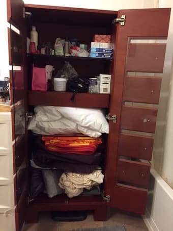 Cabinet, High Quality Solid Wood with Glass Accents and Shelving - $80 2