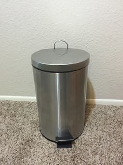 Pedal Operated Cylindrical Metal Bin - $10 1