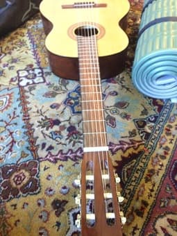 moving sale- shelves, rug, guitar, tv, tv stand, fan, iron, ski gear 2