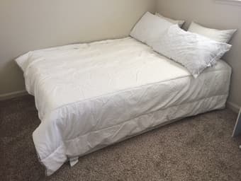 Ikea RÖDTOPPA full size comforter, Muji pillows, etc. $20 or $10 1