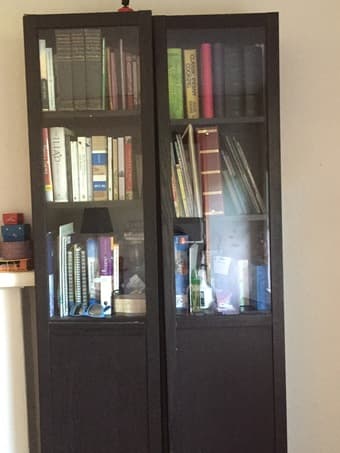 TALL BOOKCASES/BOOK SHELVES: IKEA, TALL, BLACK 2