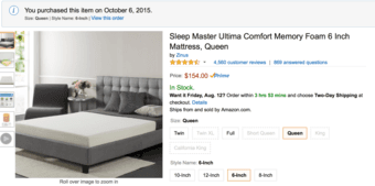 Sleep Master Ultima Comfort Memory Foam 6 Inch Mattress, Queen - $30 1