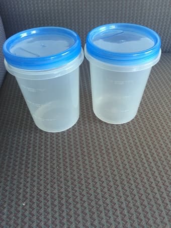 Bucket -$3/ Plastic canisters -$1 each 1