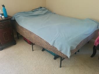 Mattress and metal bed frame in great condition - $100 (mountain view) 1