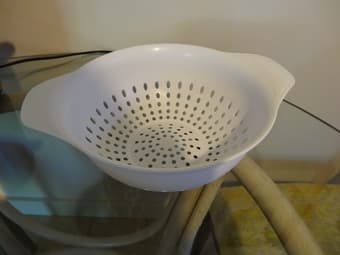 2 colanders: 1 large mesh, 1 fine mesh, $3 each, $5 for both 2
