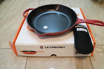 Le Creuset Cast Iron Skillet + handle Mat (10.25) $110 Red 1