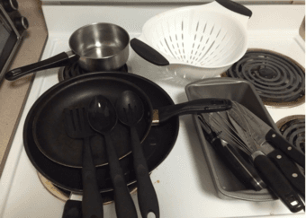 Kitchen items: pans, pot, knives, etc 1