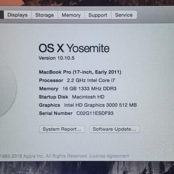 17" MacBook Pro, Quad-Core, 16GB RAM 2