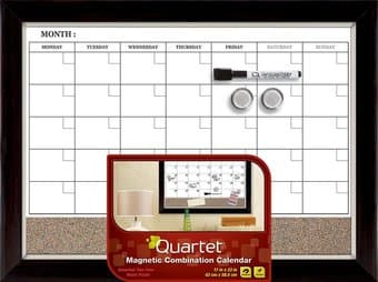 Quartet Calendar Magnetic Whiteboard and Corkboard 1