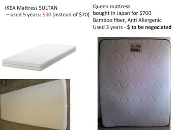 Mattresses and IKEA white Chairs, Cushion, Black Desk 1