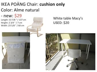 Mattresses and IKEA white Chairs, Cushion, Black Desk 3