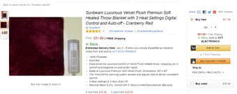 $20 for Sunbeam Heated Blanket with EasySet Controller ($50 in Amazon) 3