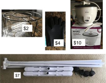 Rice cooker, garment rack, baking gloves 1