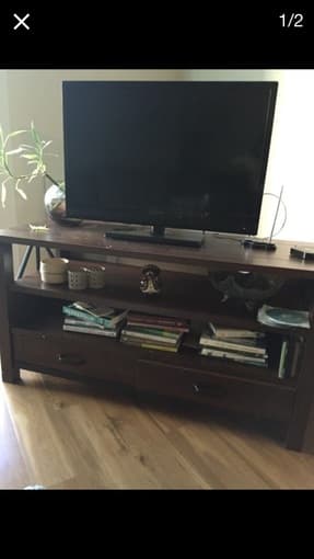 Oak Wood TV Table with Drawer - $200 1