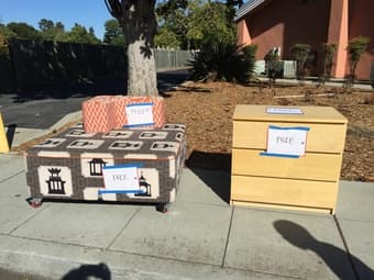 Free couch (on wheels) from the d.school, and free IKEA dresser 1