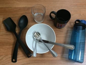** Kitchen Stuff ** w bowl, mug, utensils, water bottle, etc. 1