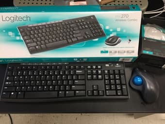 Logitech Wireless Keyboard and Trackball Mouse ($10 each) 1