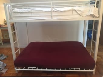 $200 for Sturdy Loft Bed/Futon. Can include like new mattresses. 1