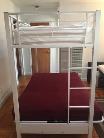 $200 for Sturdy Loft Bed/Futon. Can include like new mattresses. 3