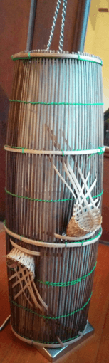 artistic wooden storage box and cambodian fish-trap lamp 2