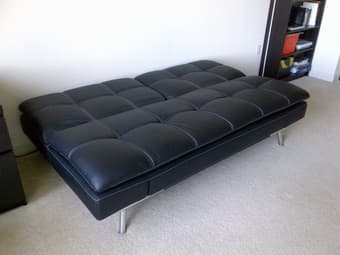 Convertible Futon / Sofa Bed in Black Faux Leather (LIKE NEW) 3