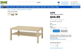 Ikea LACK coffee table, birch effect 2