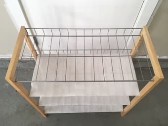 Bed Bath & Beyond 4-shelf wooden/metal shoe rack 2
