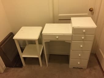 White Desk and End Table 1