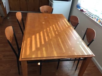 Dining Tables With five Chairs ($40) + Chair $10 + baby chair &10 1