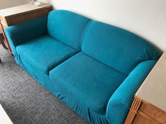 Turquoise sofa cover - Ideal to hide the ugly EV sofas 1