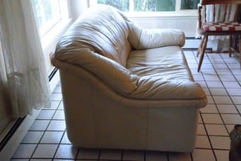 Ivory leather love seat 2