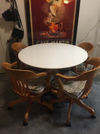White marble top kitchen table 1
