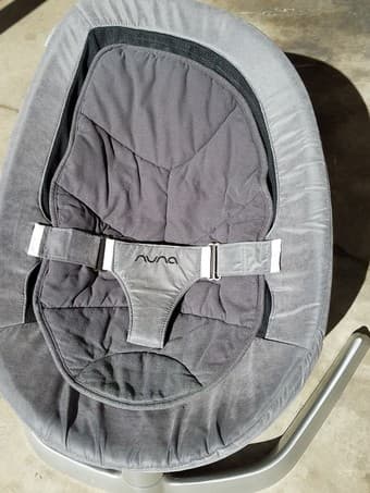 Baby items: Nuna leaf, Jumperoo, Bumbo seat, Swaddle strap 1