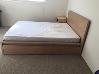IKEA queen bed and matress and night stand 1