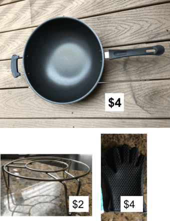 Sautee wok, baking gloves, cooking rack 1