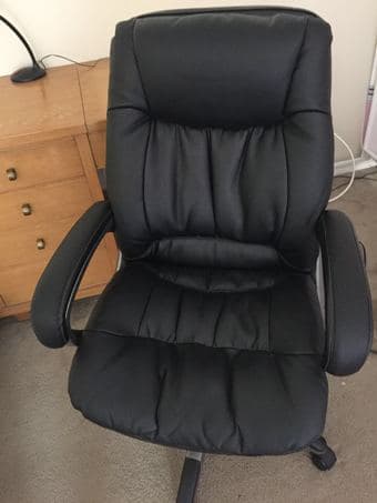 Hard wood desk with 3 draws, high back rolling chair 2