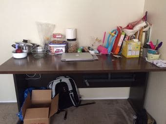Hard wood desk with 3 draws, high back rolling chair 3
