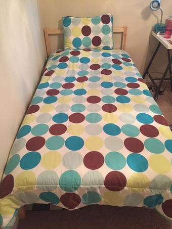 Twin Bed, Mattress, and 3" Foam Mattress Topper for Sale 1