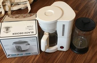 Rice cooker, coffee maker, and coffee press, each 1