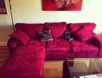 Selling red micro suede sofas 2