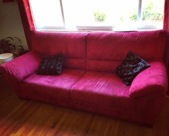 Selling red micro suede sofas 3